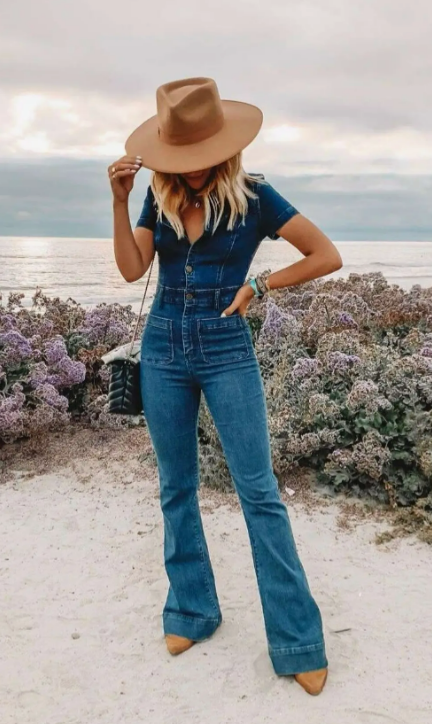 Bellbottom Denim Jumpsuit